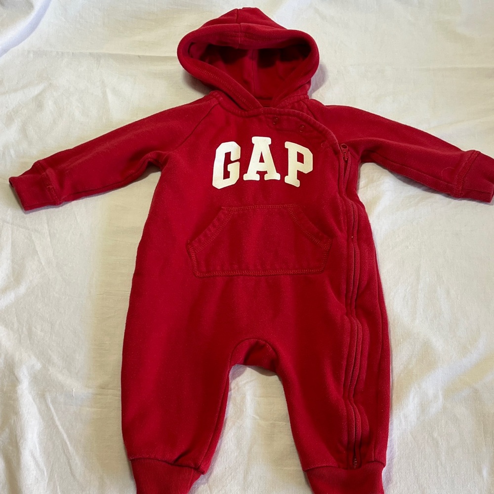 6-12M GAP Red Infant Hooded Jumpsuit